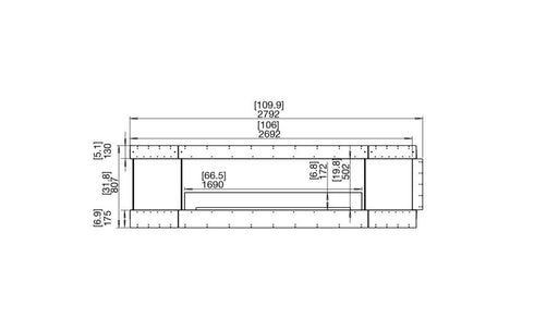 Ecosmart Fire Flex 104PN.BX2 Peninsula Fireplace Insert - Black Finish / Stainless Steel Burner - ESF.FX.104PN.BX2